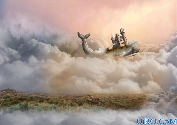 童话场景，合成鲸鱼城堡童话场景