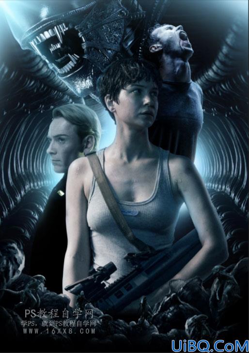 场景合成，用Photoshop合成电影《异形契约》暗黑魔幻场合
