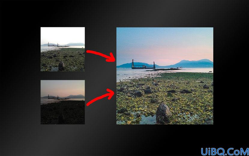 用Photoshop把手机拍出来的美景合成相机效果