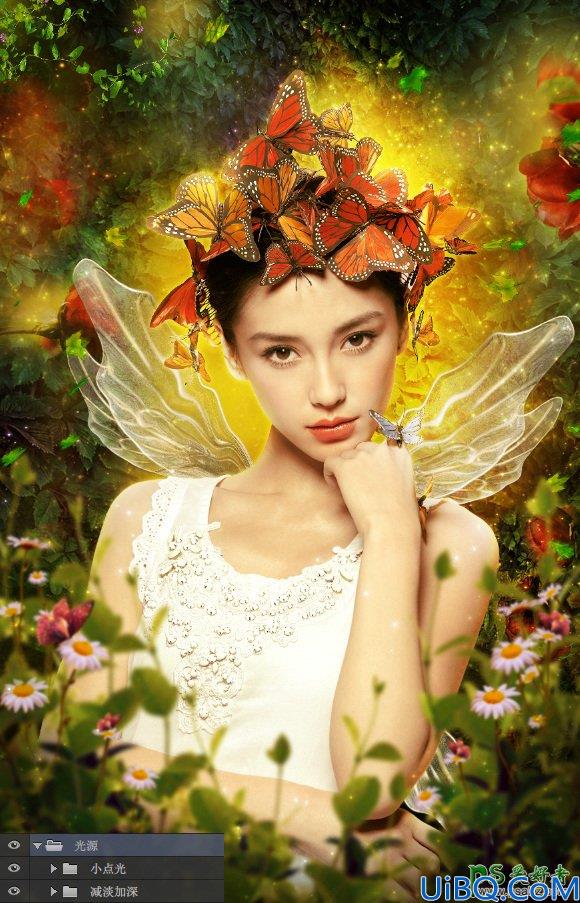 学习用Photoshop怎么把两张图片合成一张，打造梦幻唯美的丛林蝴蝶仙子