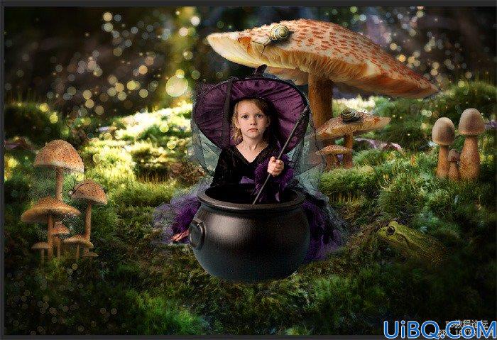 合成图片！Photoshop合成森林中的小女巫图片
