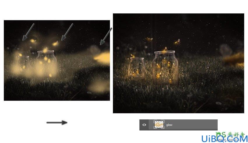 Photoshop合成一张非常唯美的星空萤火虫场景，梦幻萤火虫图片合
