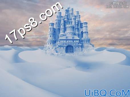 Photoshop合成雪中城堡场景教程