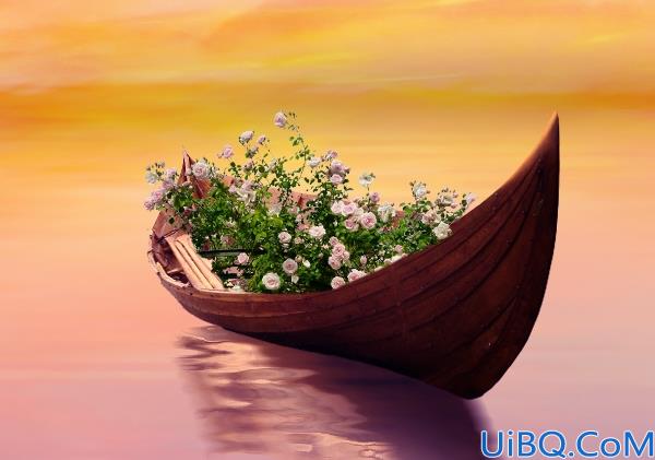 场景合成，合成一张落日湖泊场景实例
