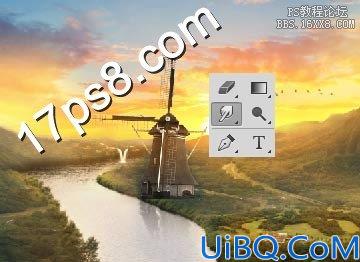 Photoshop合成风车谷场景教程