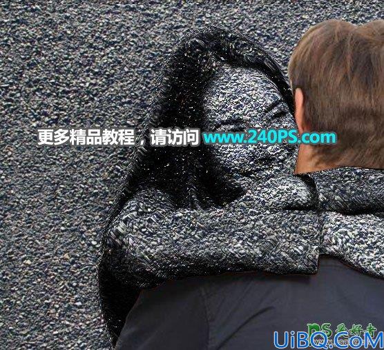 Photoshop人像合成实例：创意打造从碎石纹理墙面中出来的石质女孩特效图