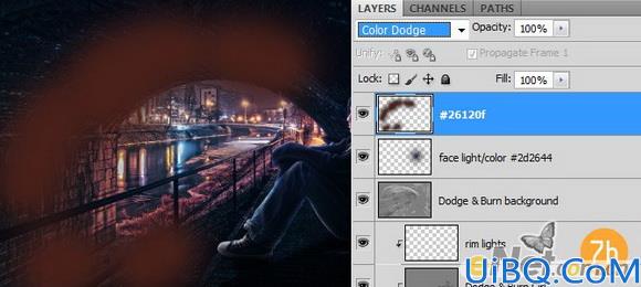Photoshop照片合成孤独女孩场景