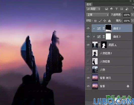 Photoshop合成教程：把人物头像剪影与飞鸟完美结合，打造出二次曝光作品