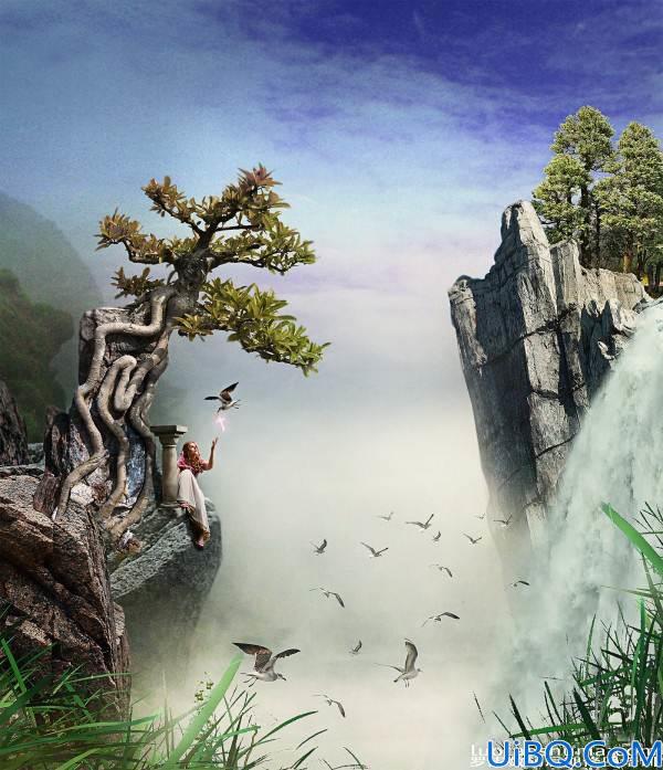 Photoshop合成山崖场景图片