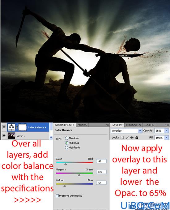 Photoshop合成被砍头的决斗武士图片