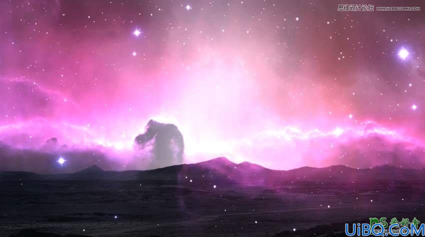 Photoshop合成科幻类电影中非常唯美的宇宙星空风景图像
