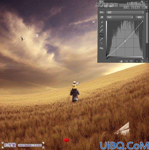 Photoshop照片合成-草坪上的父子场景