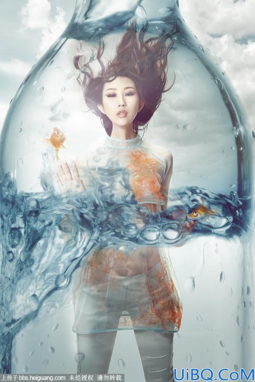 Photoshop创意打造玻璃瓶中的世界:人像后期合