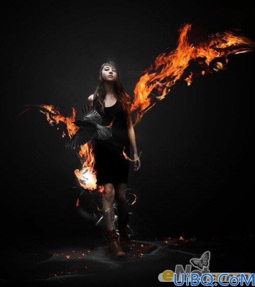 Photoshop合成烈火美女效果图