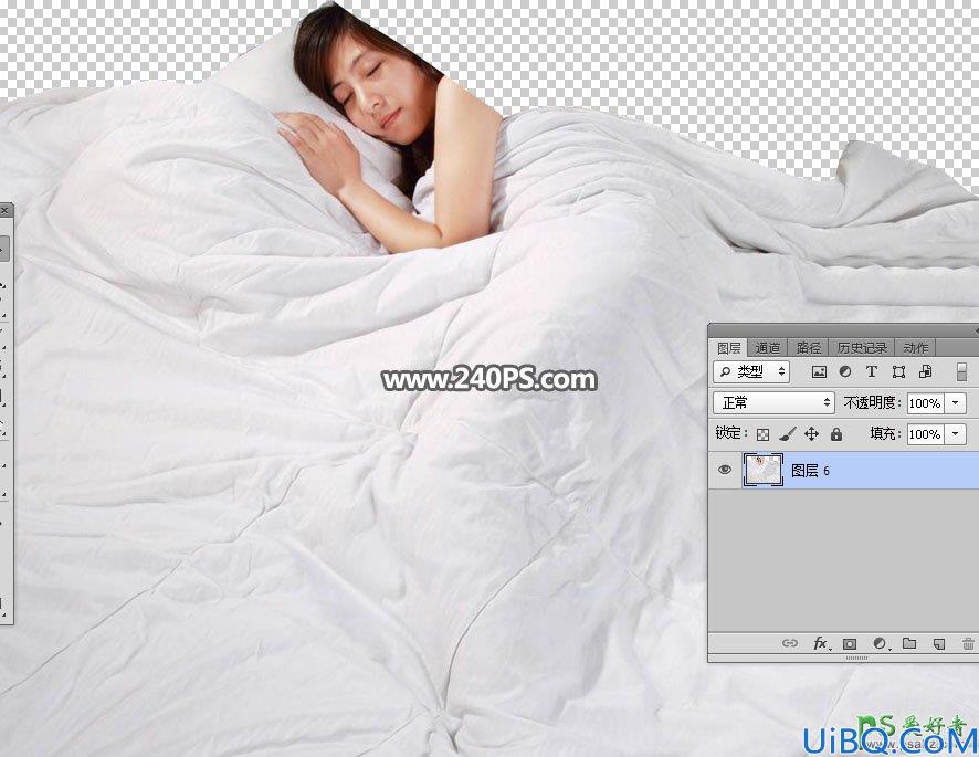 Photoshop人像合成教程：创意打造酣睡在云层中美女，云端上熟睡的美女。