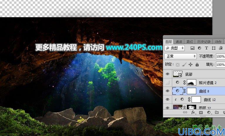 Photoshop合成神秘的海底世界场景，大海底部隐藏着一个极其神秘的空间。