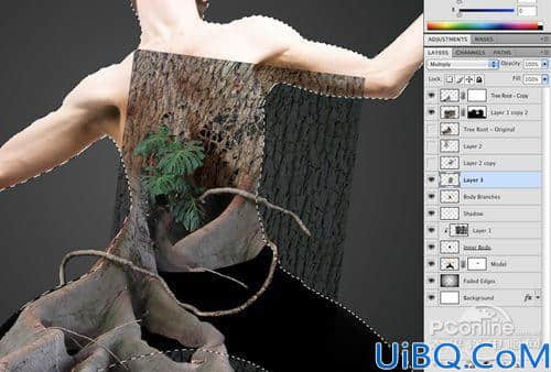 Photoshop合成制作树根人体超自然蜕变场景教程