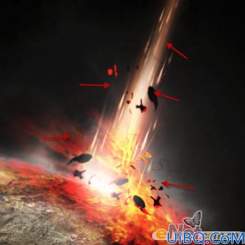 Photoshop合成流星撞击星球场景
