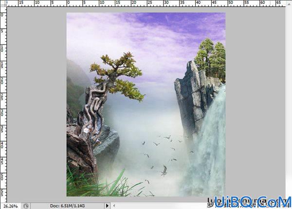 Photoshop合成山崖场景图片