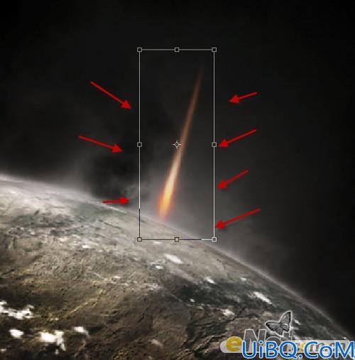 Photoshop合成流星撞击星球场景