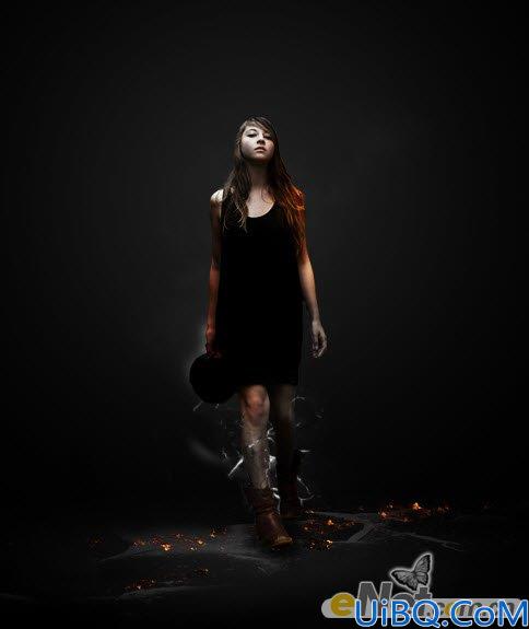Photoshop合成烈火美女效果图