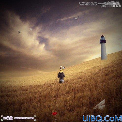 Photoshop照片合成-草坪上的父子场景