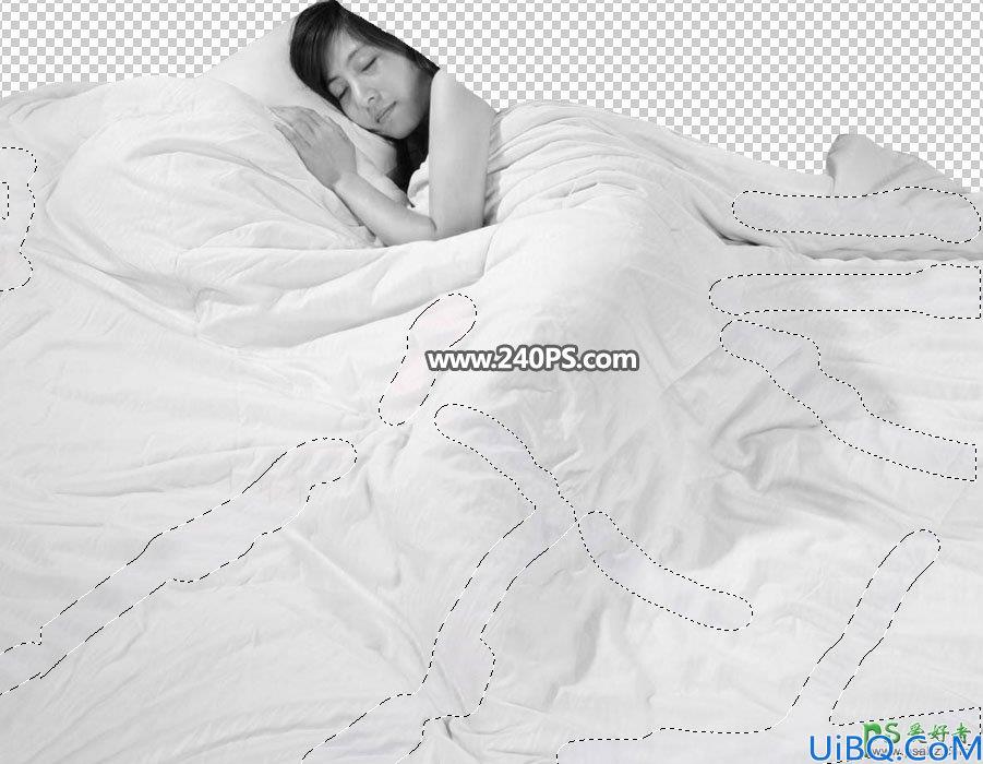 Photoshop人像合成教程：创意打造酣睡在云层中美女，云端上熟睡的美女。
