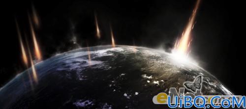Photoshop合成流星撞击星球场景