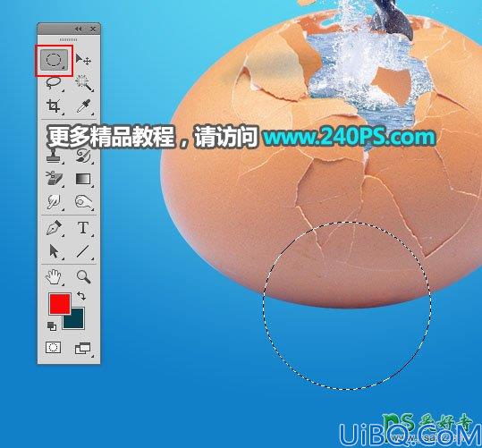 Photoshop合成教程：创意打造从鸡蛋壳中跃出水面的海豚，完美逼