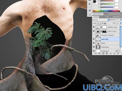 Photoshop合成制作树根人体超自然蜕变场景教程