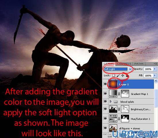 Photoshop合成被砍头的决斗武士图片