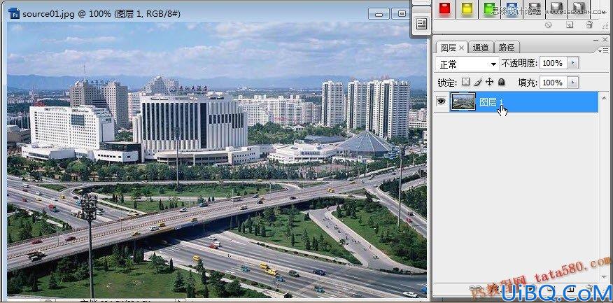 Photoshop合成城中哥斯拉