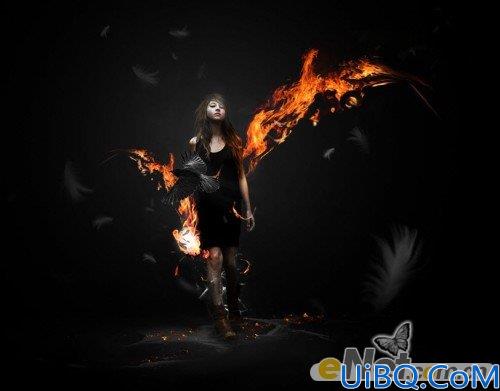 Photoshop合成烈火美女效果图