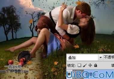 用Photoshop合成月光下情侣亲吻场景