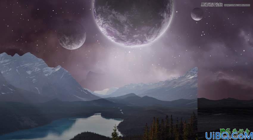 Photoshop合成科幻类电影中非常唯美的宇宙星空风景图像