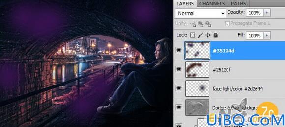Photoshop照片合成孤独女孩场景
