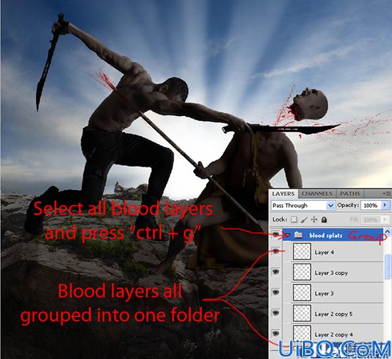 Photoshop合成被砍头的决斗武士图片