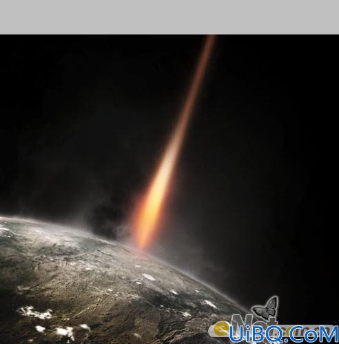 Photoshop合成流星撞击星球场景