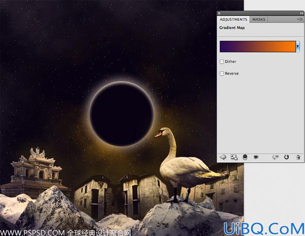 Photoshop合成夜空下的鹅教程