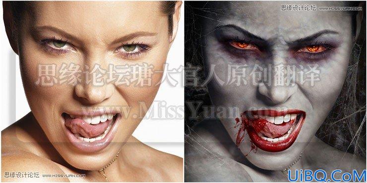 Photoshop合成眼冒红光的吸血鬼教程
