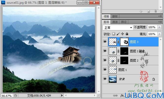 Photoshop合成传说中的天宫图