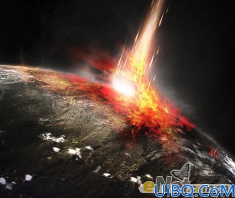 Photoshop合成流星撞击星球场景