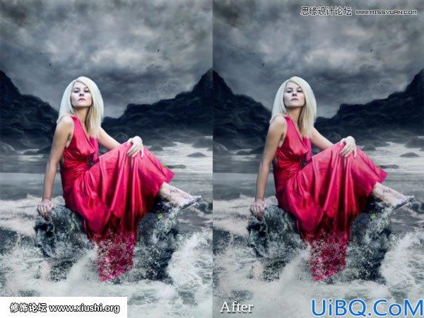 Photoshop合成海边美女宁静的幻想场景教程