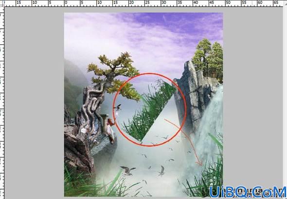 Photoshop合成山崖场景图片