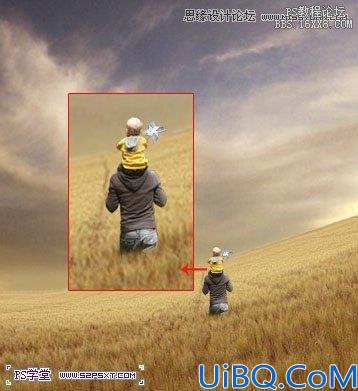 Photoshop照片合成-草坪上的父子场景