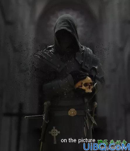 Photoshop简单合成暗黑世界里熊熊燃烧的神秘武士海报
