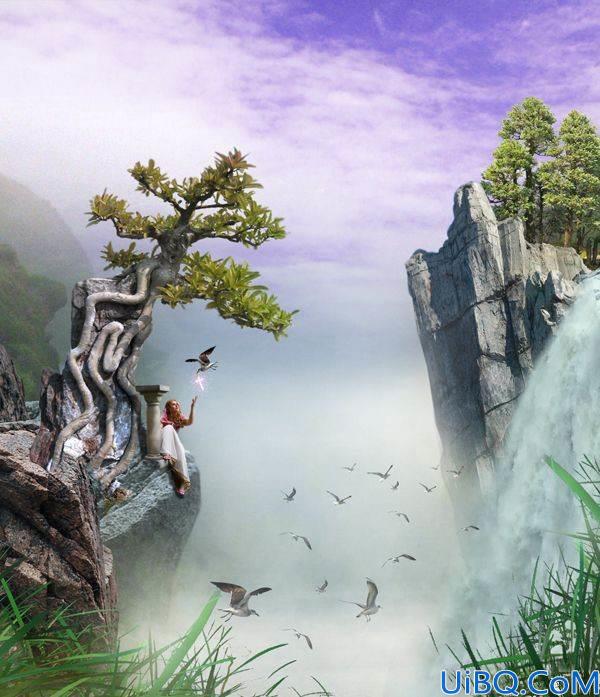 Photoshop合成山崖场景图片
