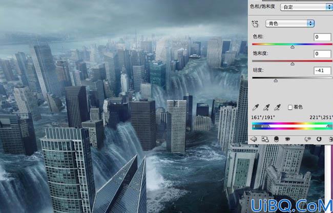 Photoshop合成被水淹没的城市教程