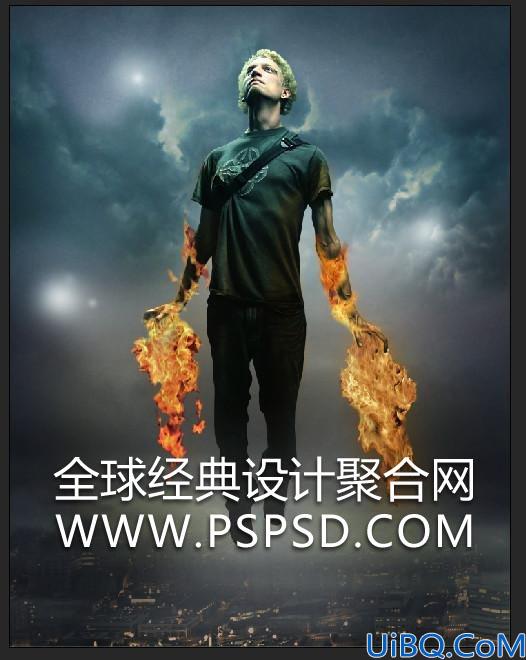 Photoshop合成飞天火焰侠