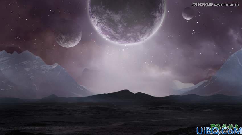 Photoshop合成科幻类电影中非常唯美的宇宙星空风景图像